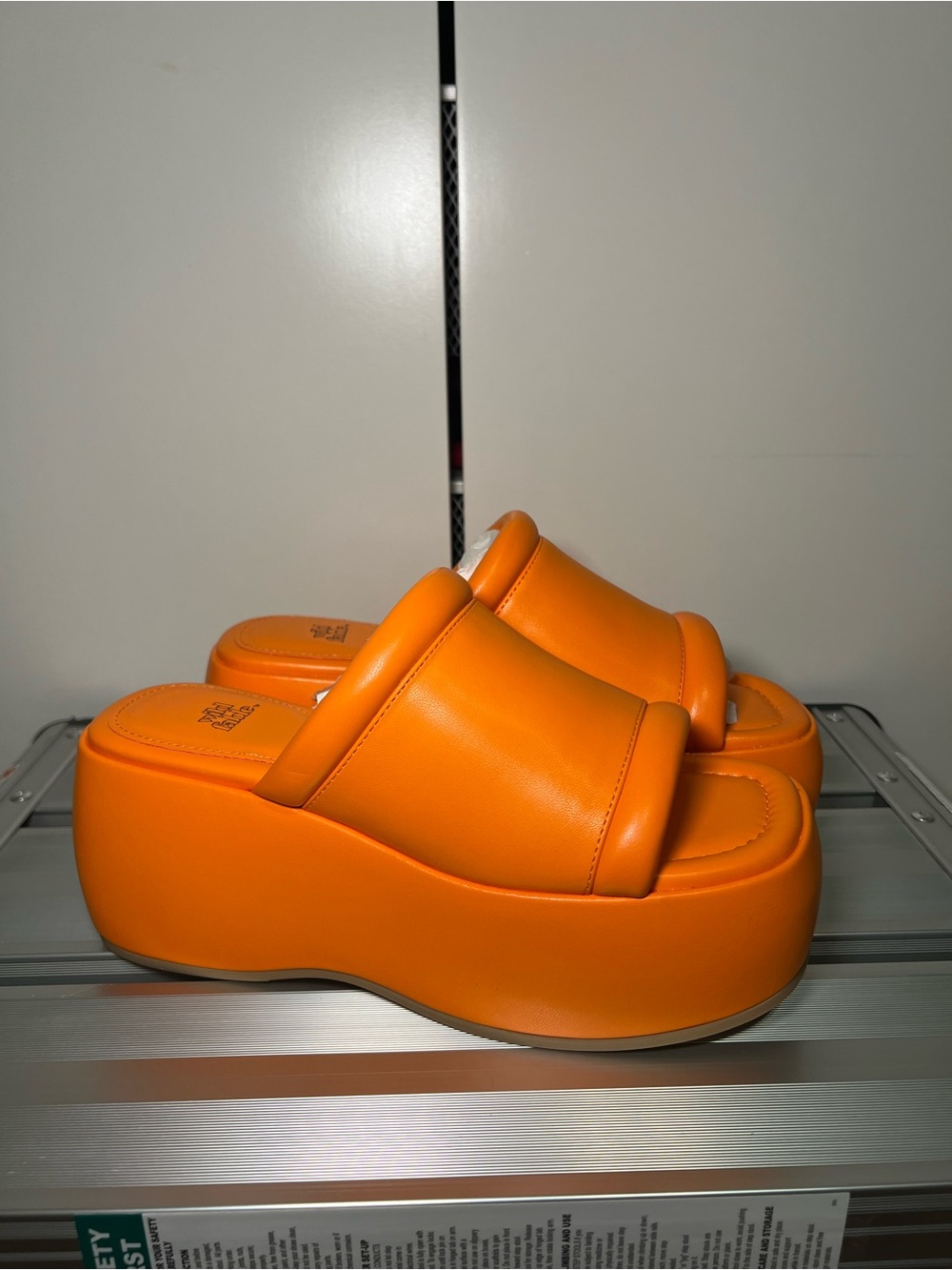 Platform Slide Sandals in Orange